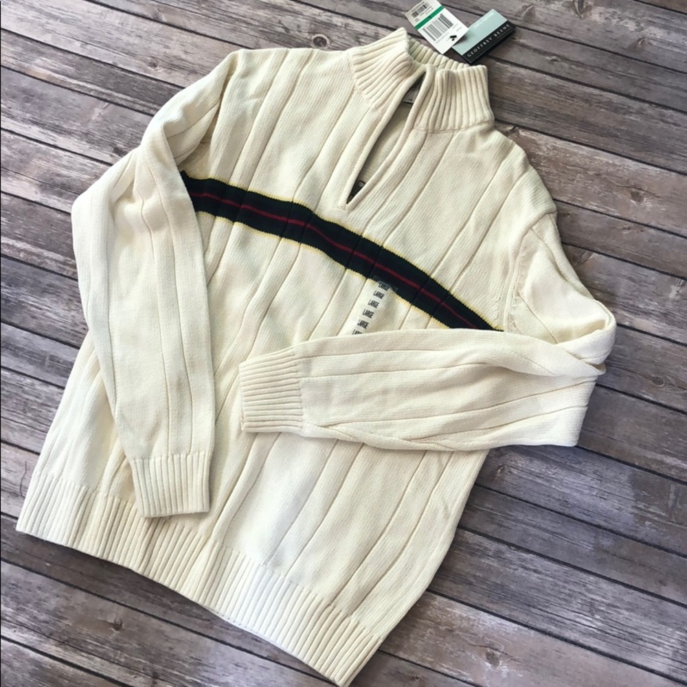 Geoffrey Beene NWT cream sweater w/half zip. L
